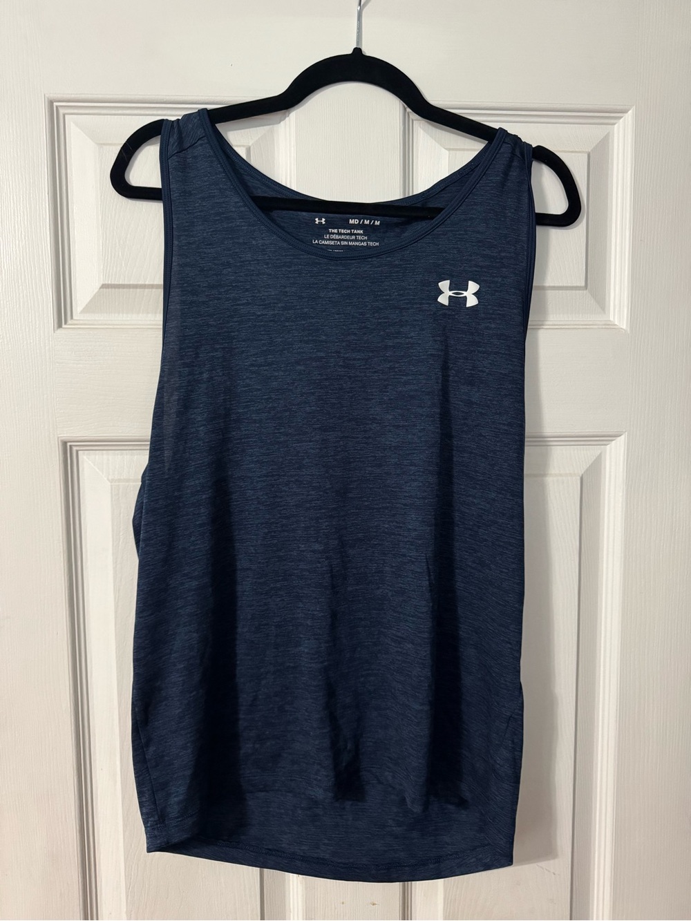 Under Armour Women’s Navy Heather Tank Top with White Logo